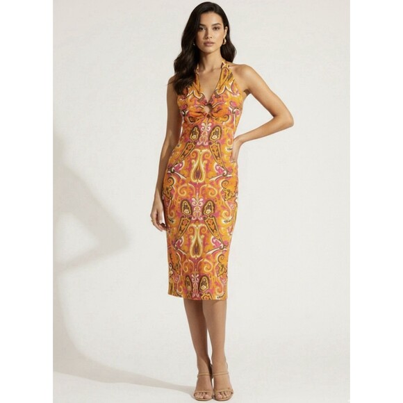 Milly Dresses & Skirts - NWT An Original Milly Of New York Orange Pink Paisley Halter Dress Size 2 $375